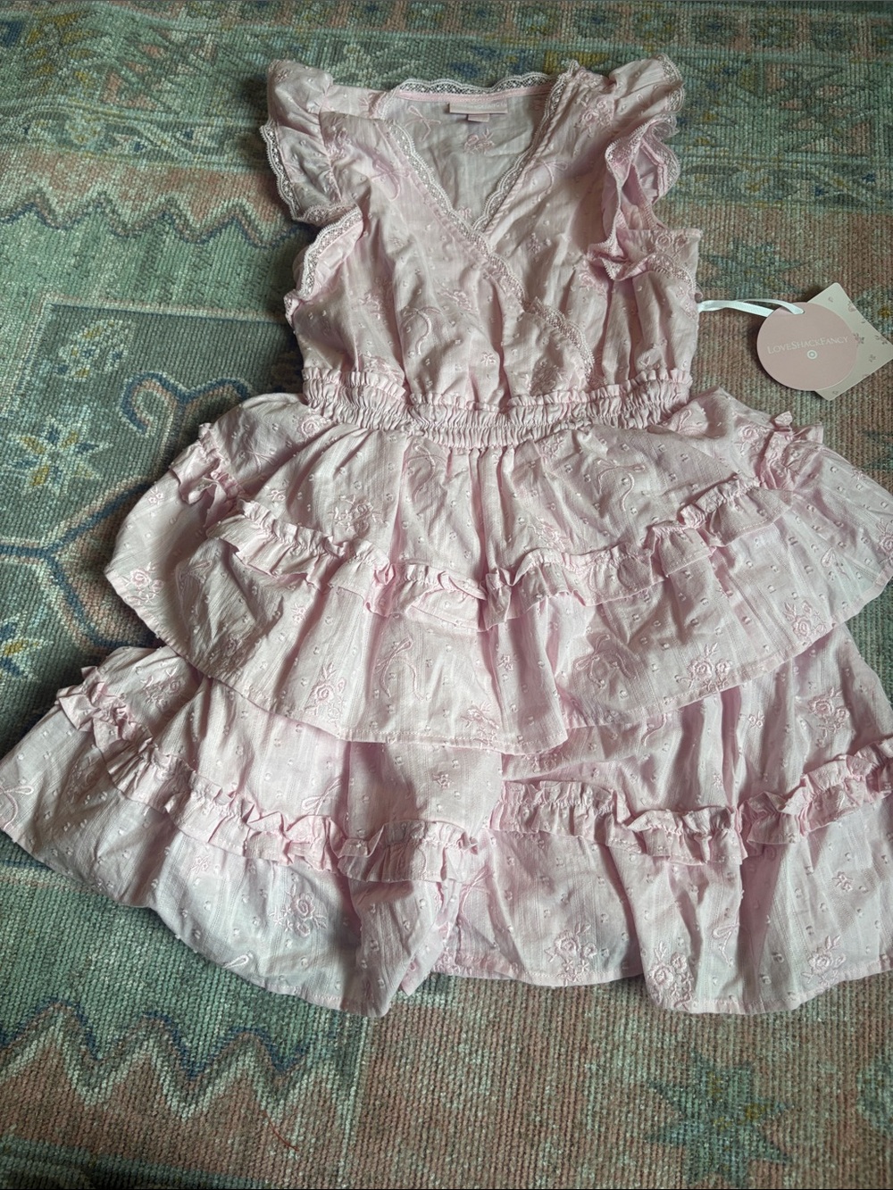 LoveShackFancy Light Pink Ruffle Dress